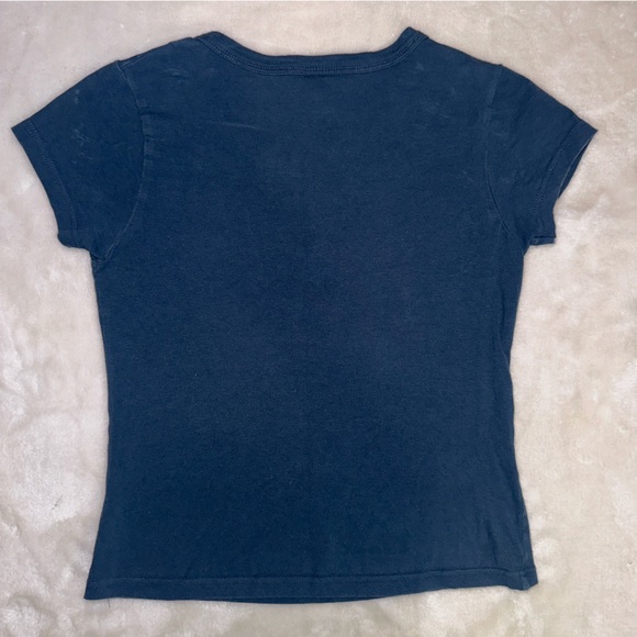 Womens Vintage Fox Navy Amsterdam Graphic Fitted Baby TShirt Size Large - Picture 2 of 7